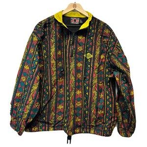 Vintage Men’s GOTCHA Surf Jacket Windbreaker 1/4 Zip Large RARE 90s Geometric